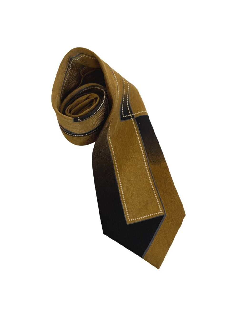 Irvine Park Gold Brown Black Silk Tie Handmade Mens Necktie Office Formal Gift